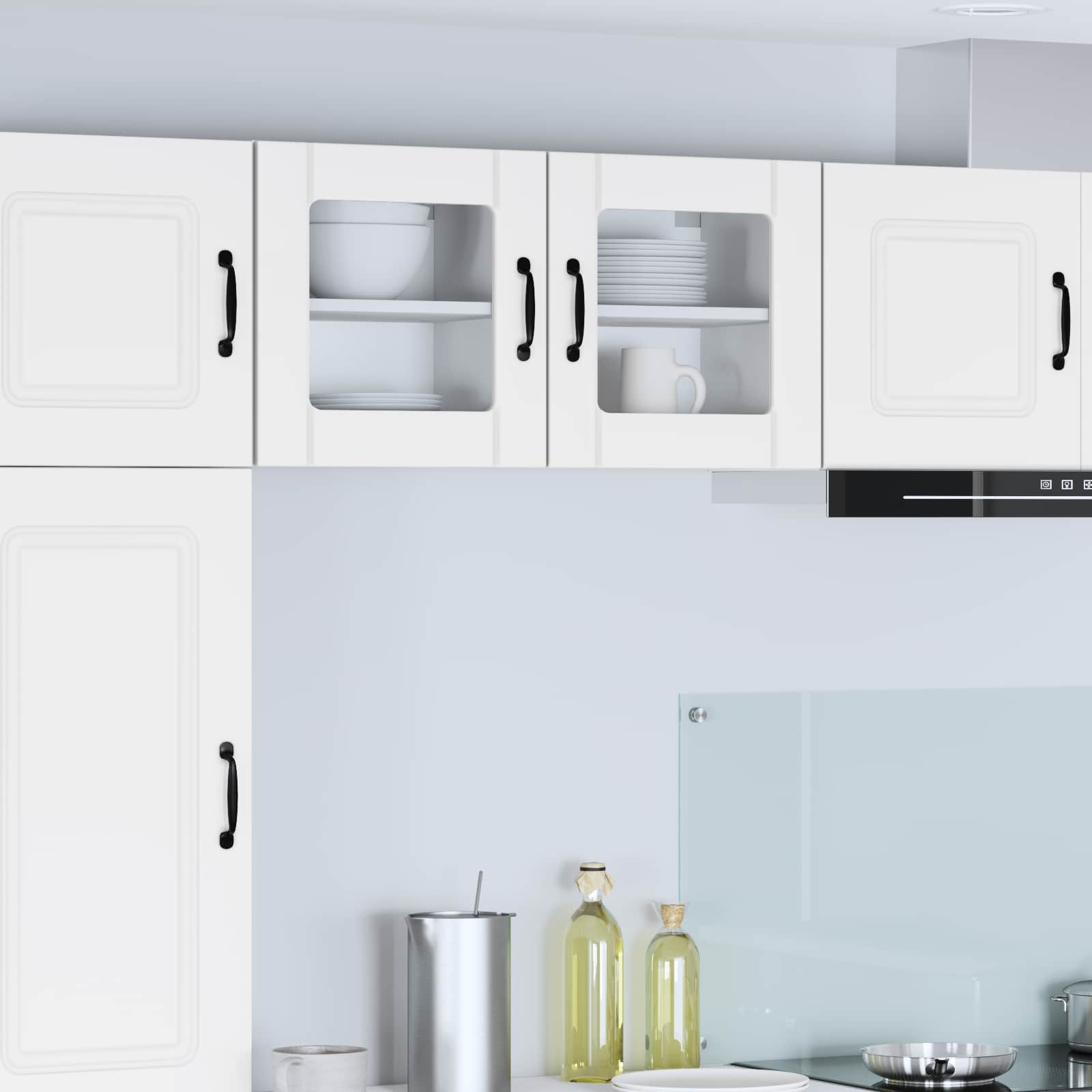 vidaXL Wall Glass Cabinet LUCCA 2 pcs White Engineered Wood 1