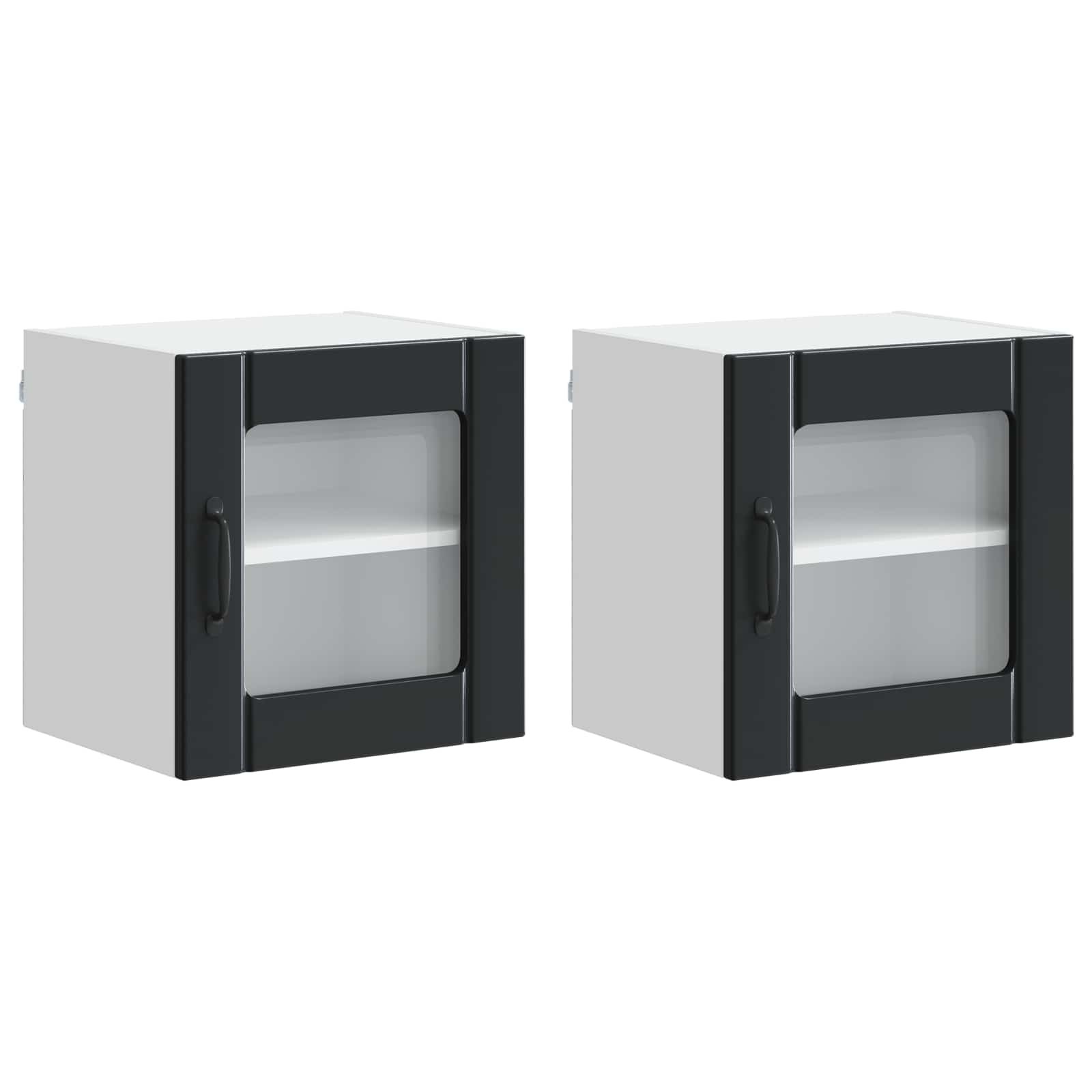 vidaXL Wall Glass Cabinet LUCCA 2 pcs Black Engineered Wood 2