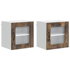 vidaXL Wall Glass Cabinet LUCCA 2 pcs Smoked Oak Engineered Wood 2