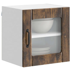 vidaXL Wall Glass Cabinet LUCCA 2 pcs Smoked Oak Engineered Wood 3