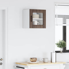 vidaXL Wall Glass Cabinet LUCCA Brown Oak 40 x 31 x 40 cm 4