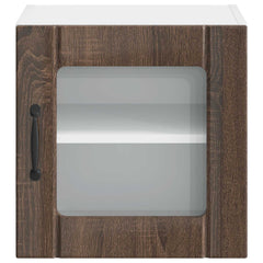 vidaXL Wall Glass Cabinet LUCCA Brown Oak 40 x 31 x 40 cm 6