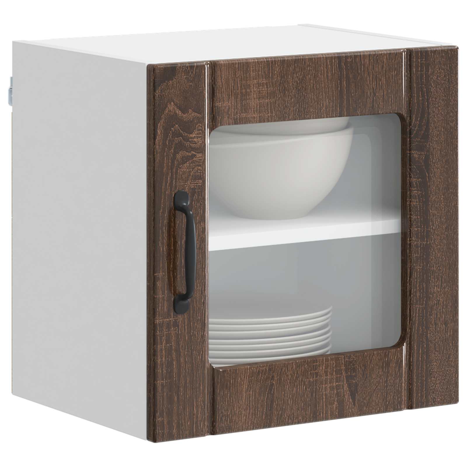 vidaXL Wall Glass Cabinet LUCCA Brown Oak 40 x 31 x 40 cm 3