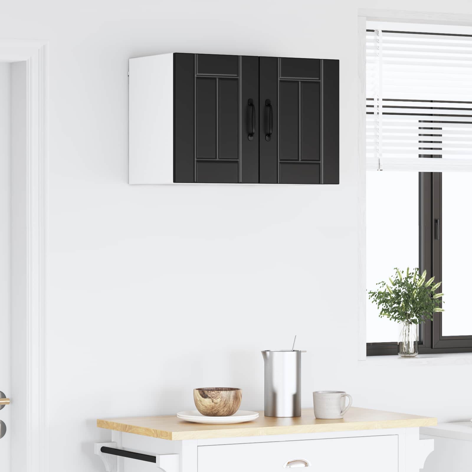 vidaXL Wall Cabinet LUCCA 2 pcs Black Engineered Wood 4