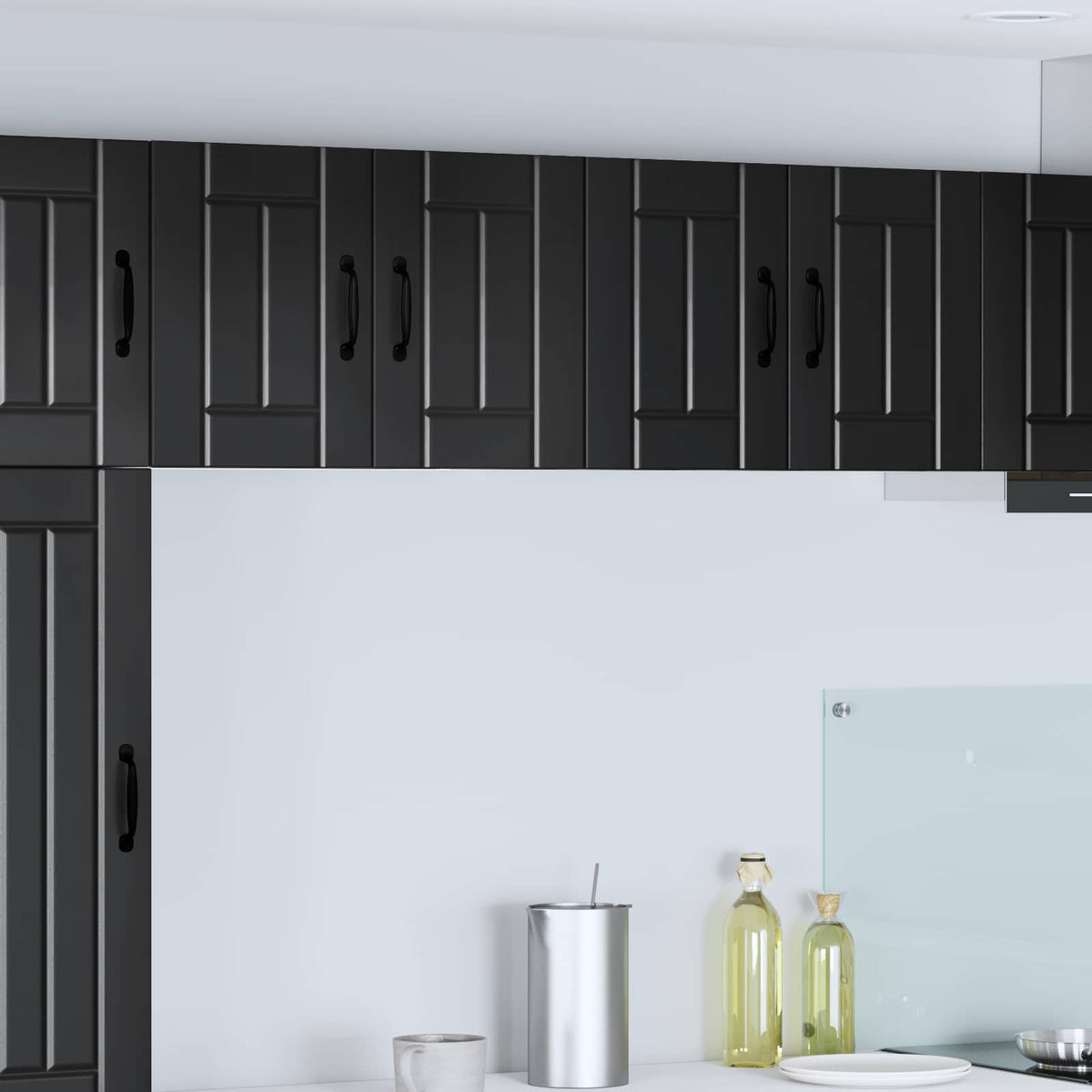 vidaXL Kitchen Wall Cabinet with Glass Door "Lucca" Black