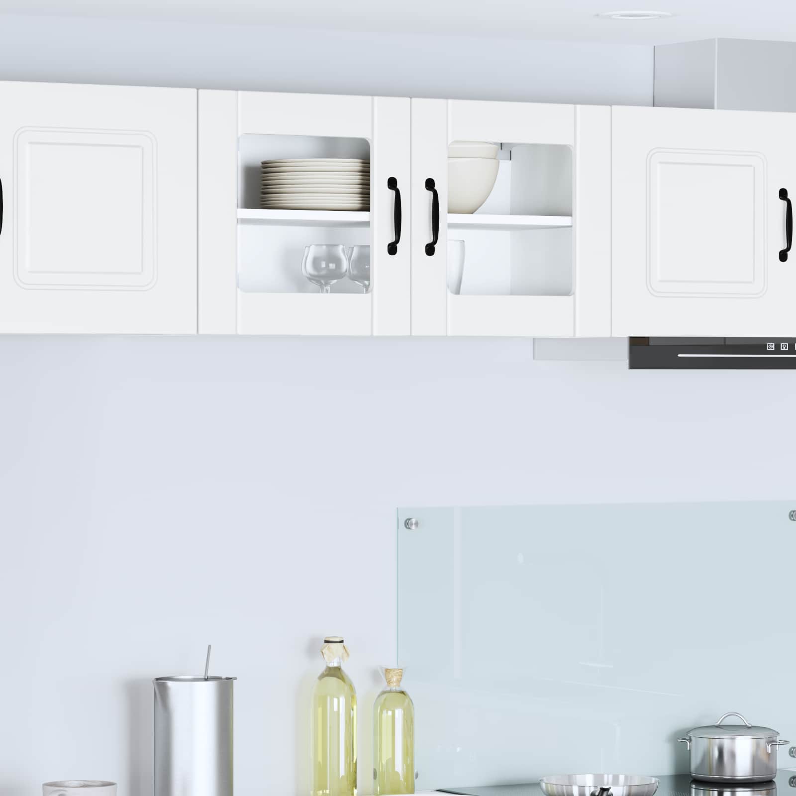 vidaXL Wall Glass Cabinet LUCCA White 80 x 31 x 40 cm Engineered Wood 1