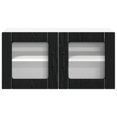vidaXL Wall Glass Cabinet LUCCA Black Oak 80 x 31 x 40 cm 6