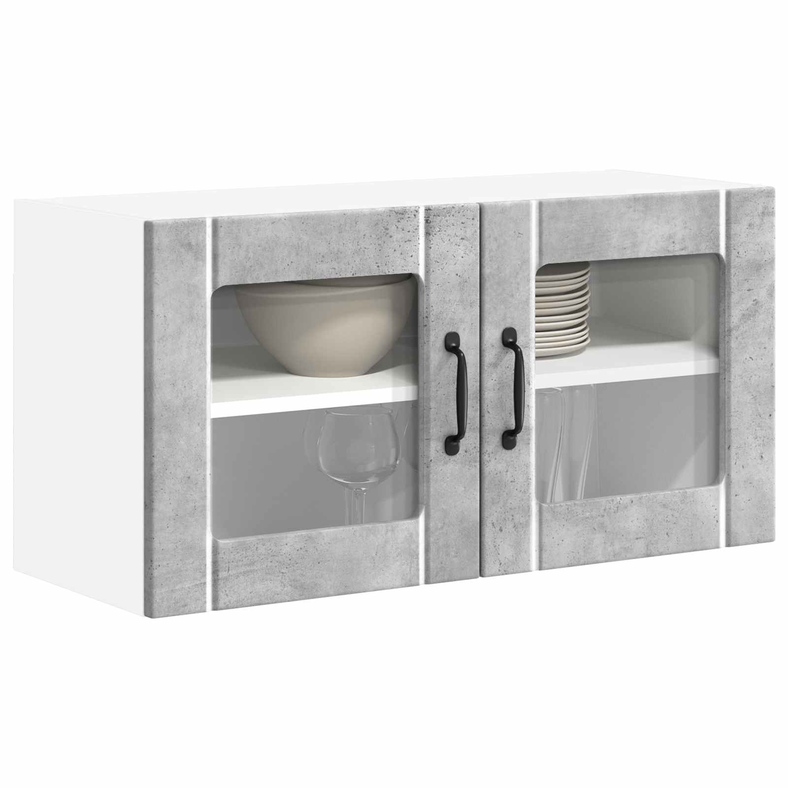 vidaXL Wall Glass Cabinet LUCCA Concrete Grey 80 x 31 x 40 cm 3