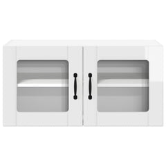 vidaXL Wall Glass Cabinet LUCCA High Gloss White 80 x 31 x 40 cm 6