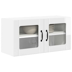 vidaXL Wall Glass Cabinet LUCCA High Gloss White 80 x 31 x 40 cm 3