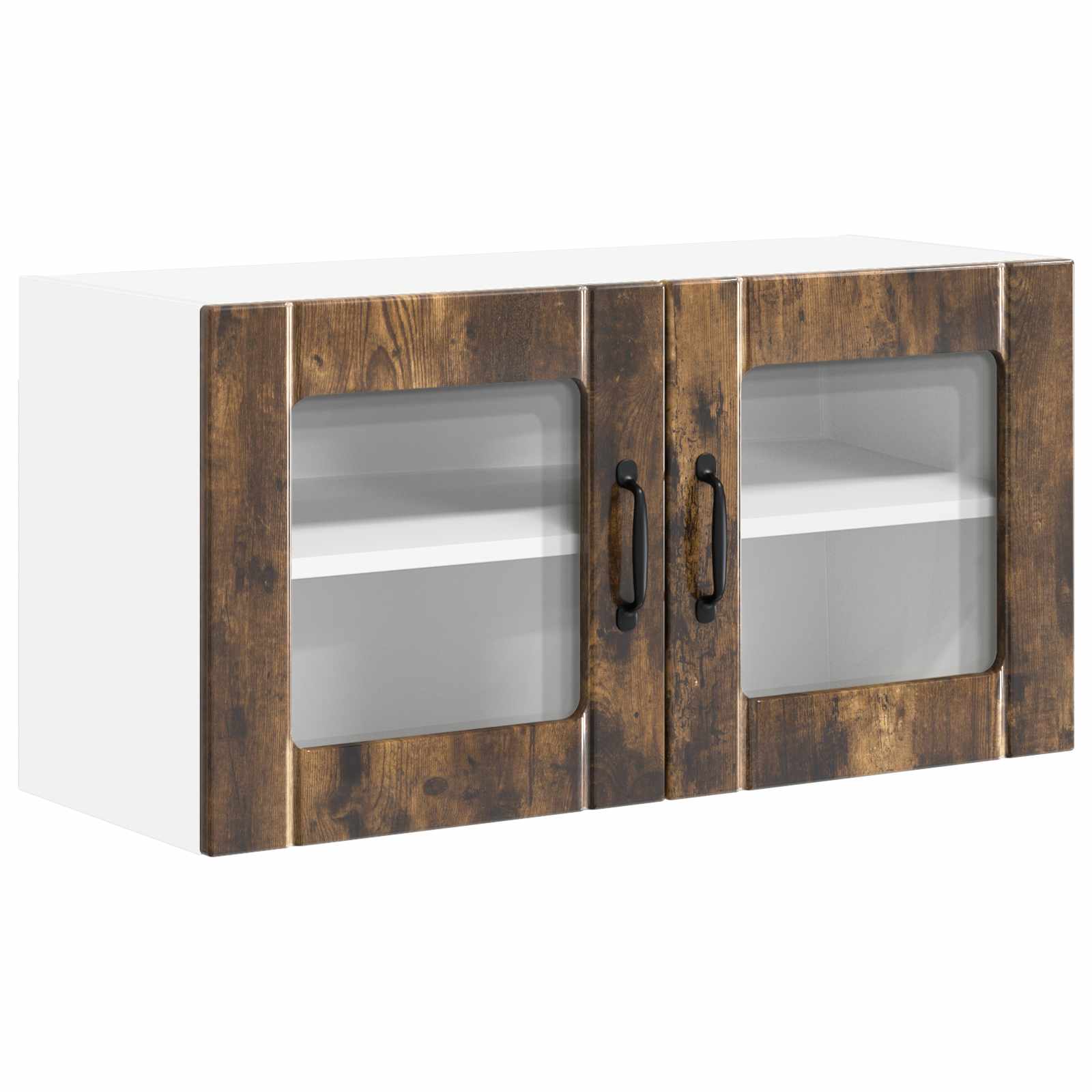 vidaXL Wall Glass Cabinet LUCCA Smoked Oak 80 x 31 x 40 cm 2