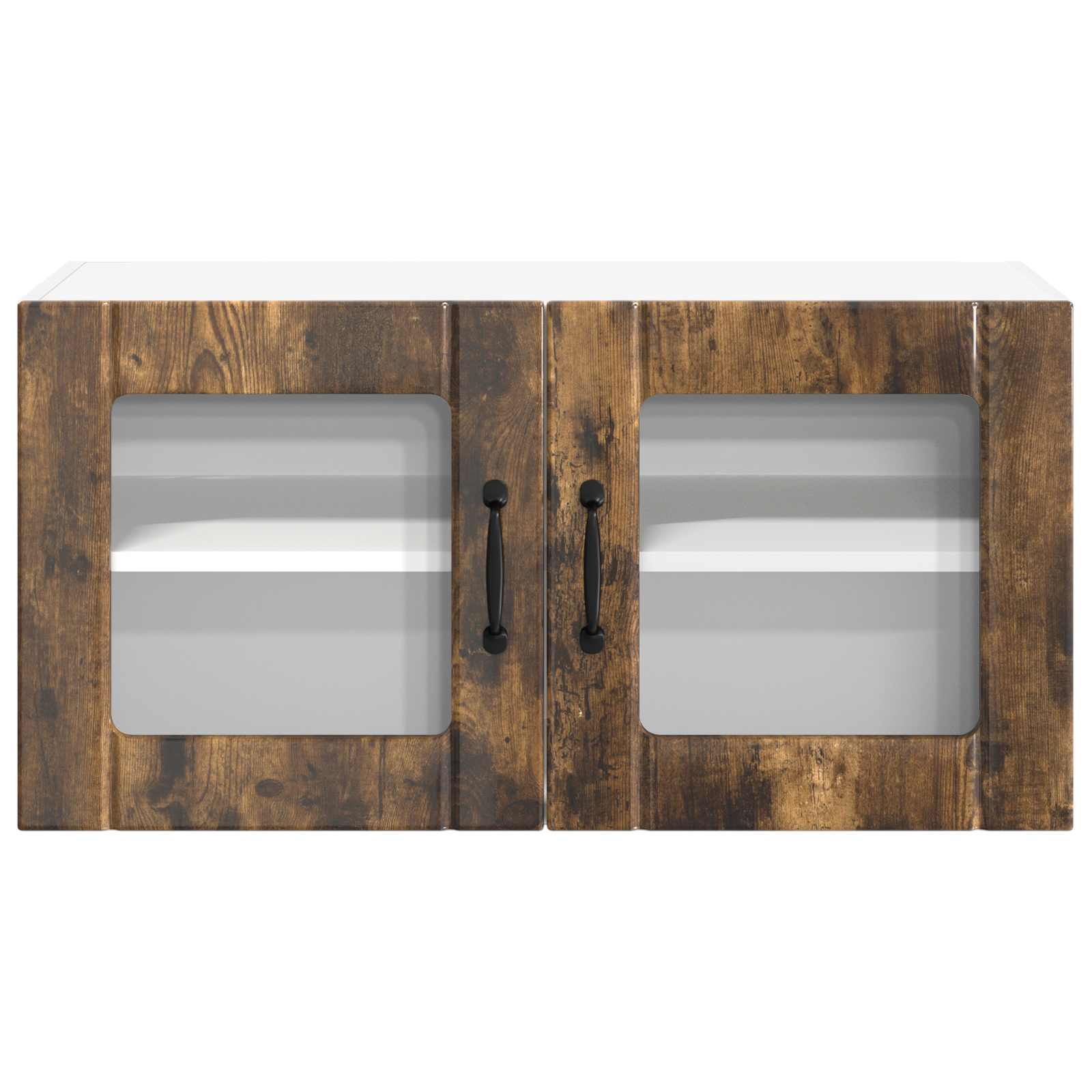 vidaXL Wall Glass Cabinet LUCCA Smoked Oak 80 x 31 x 40 cm 6
