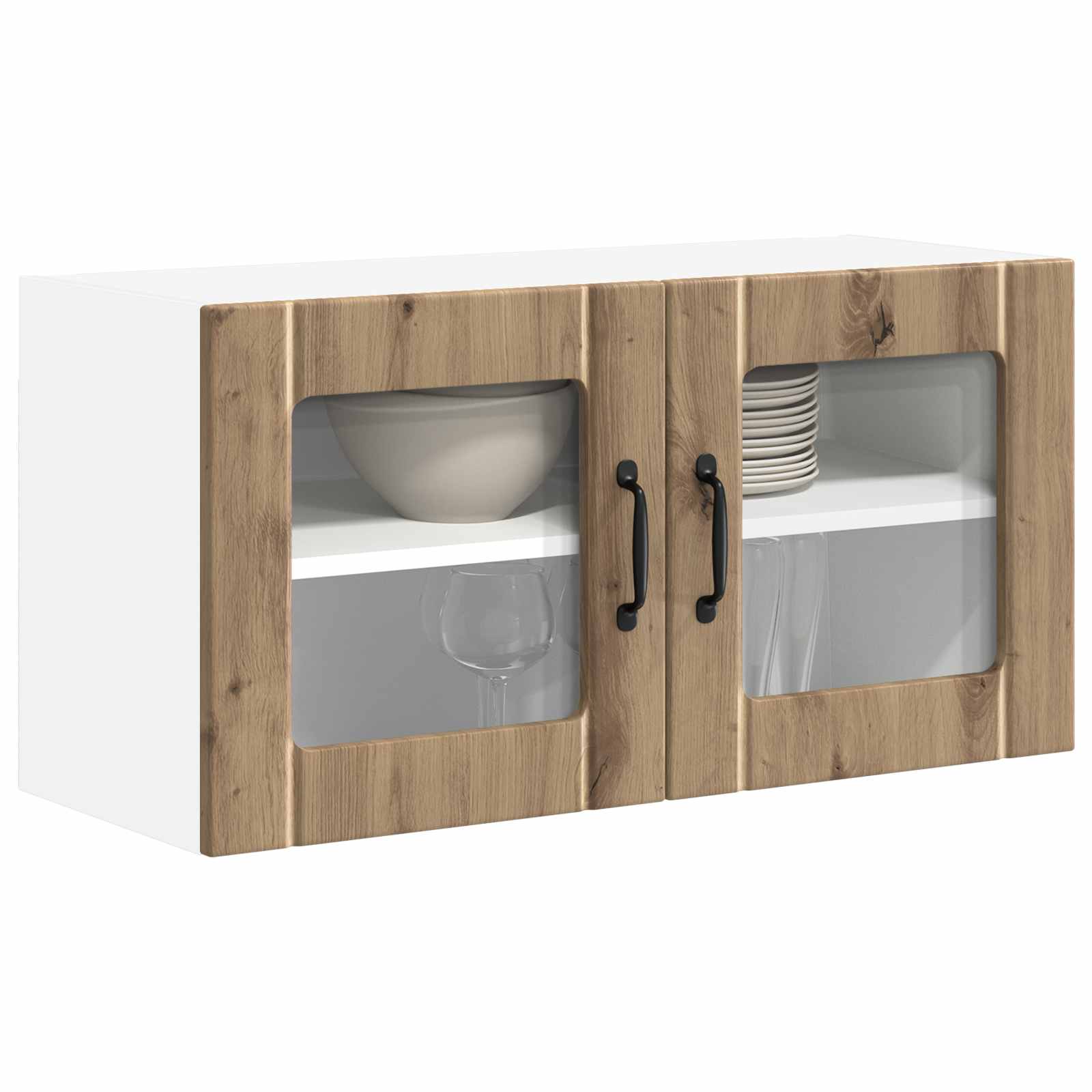 vidaXL Wall Glass Cabinet LUCCA Artisan Oak 80 x 31 x 40 cm 3