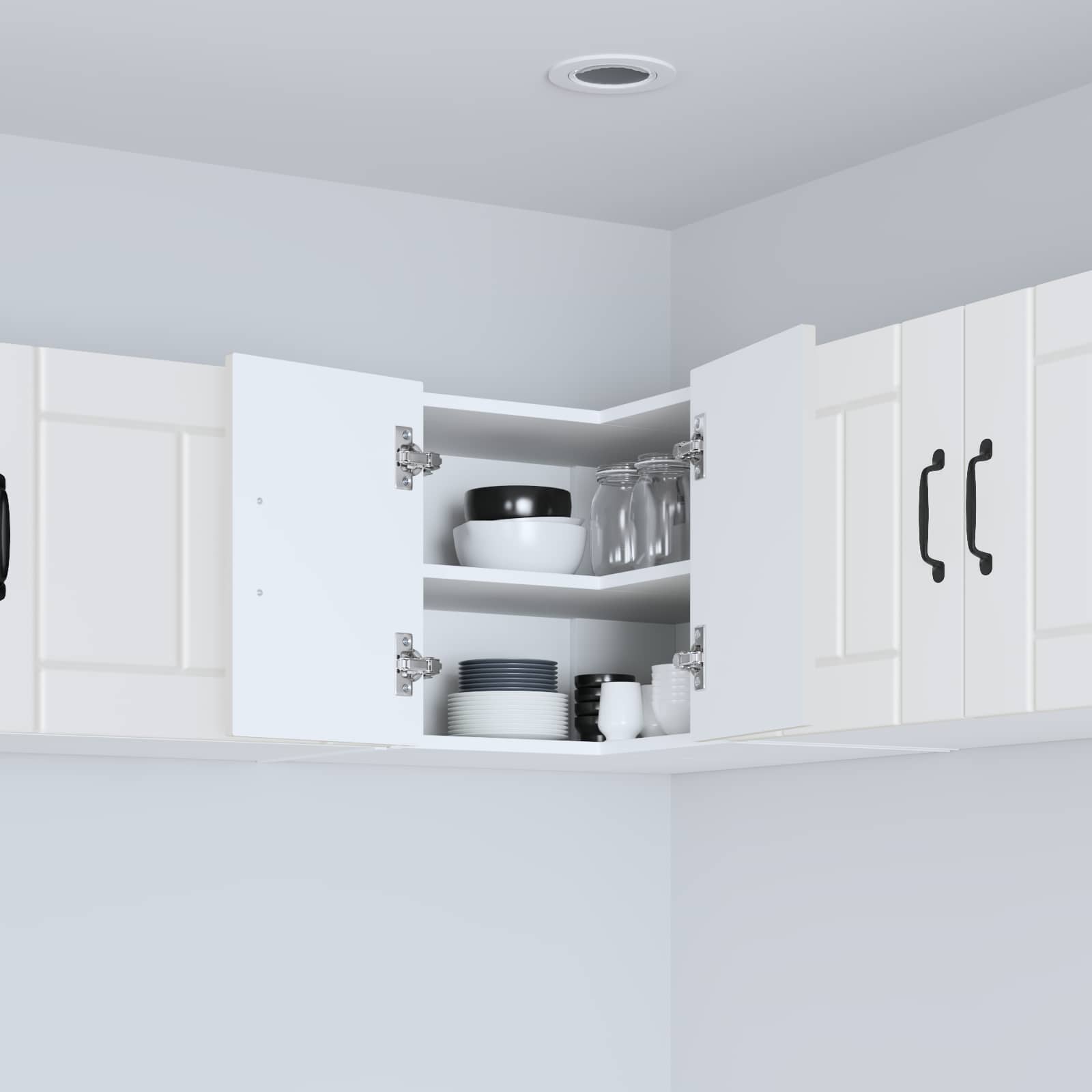 vidaXL Wall Corner Cabinet LUCCA White 57 x 57 x 40 cm Engineered Wood 4