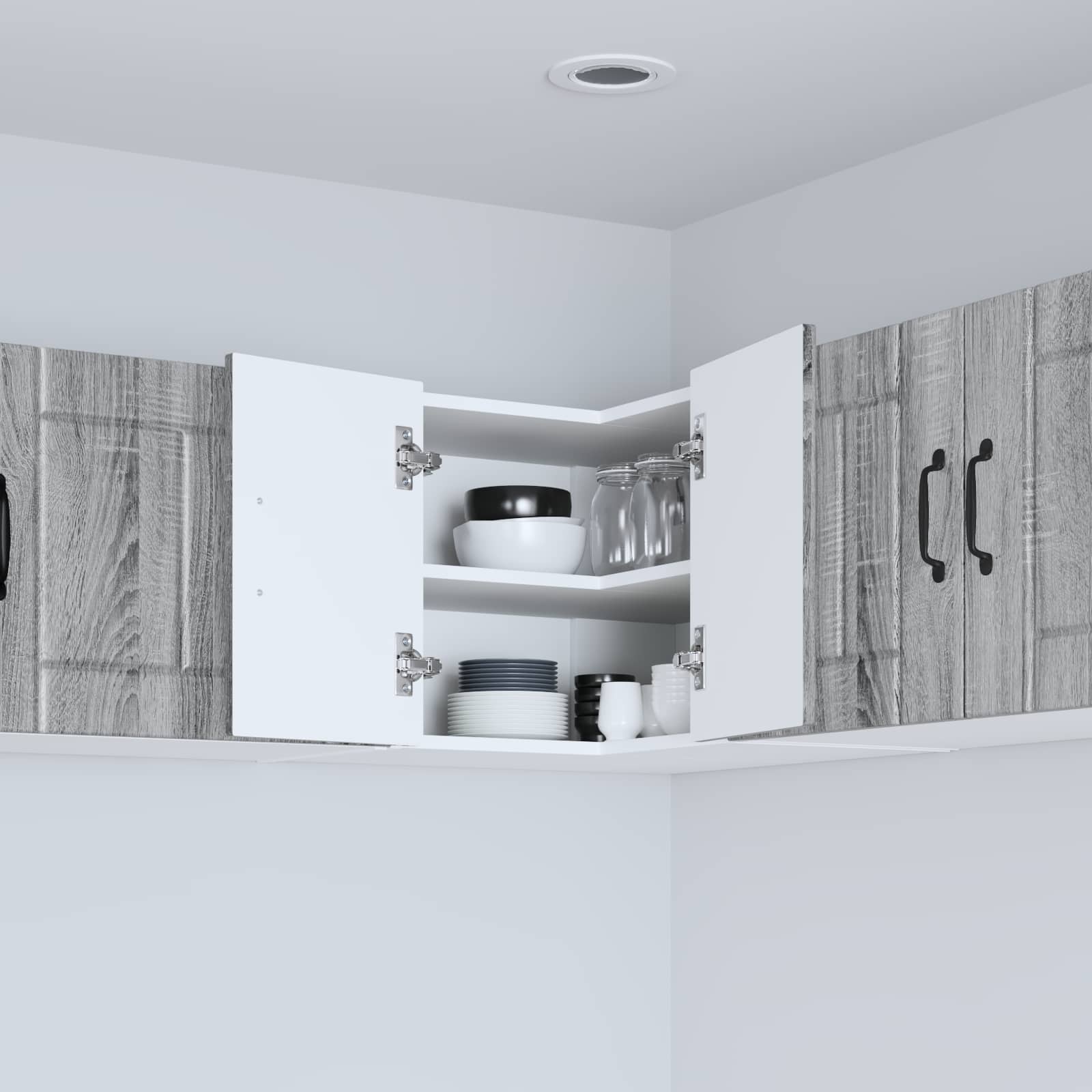 vidaXL Wall Corner Cabinet LUCCA Grey Sonoma 57 x 57 x 40 cm 4