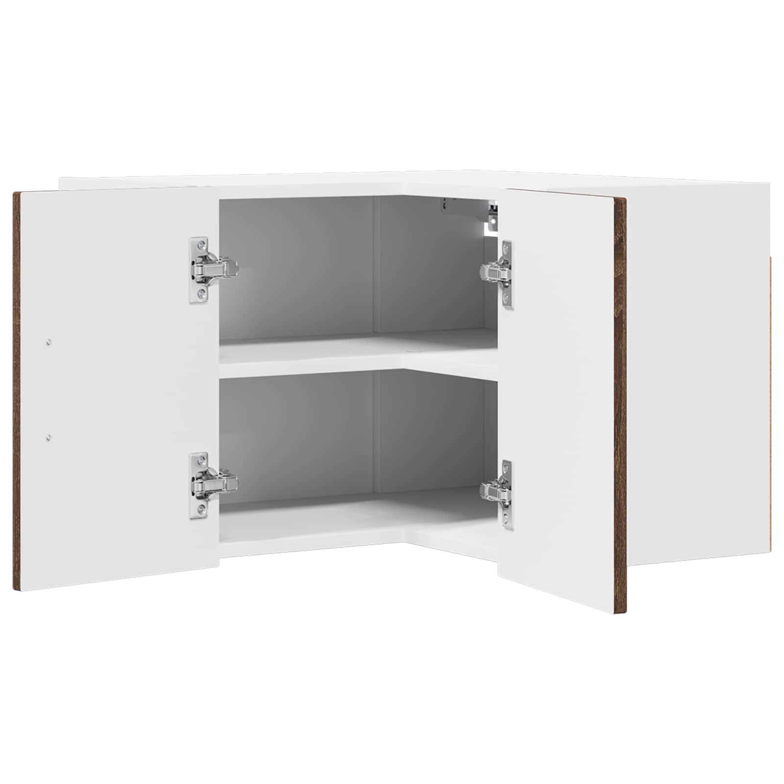 Kitchen Wall Cabinet "Lucca" Engineered Wood Brown Oak 1x wall corner cabinet 57 cm wide 40 cm high