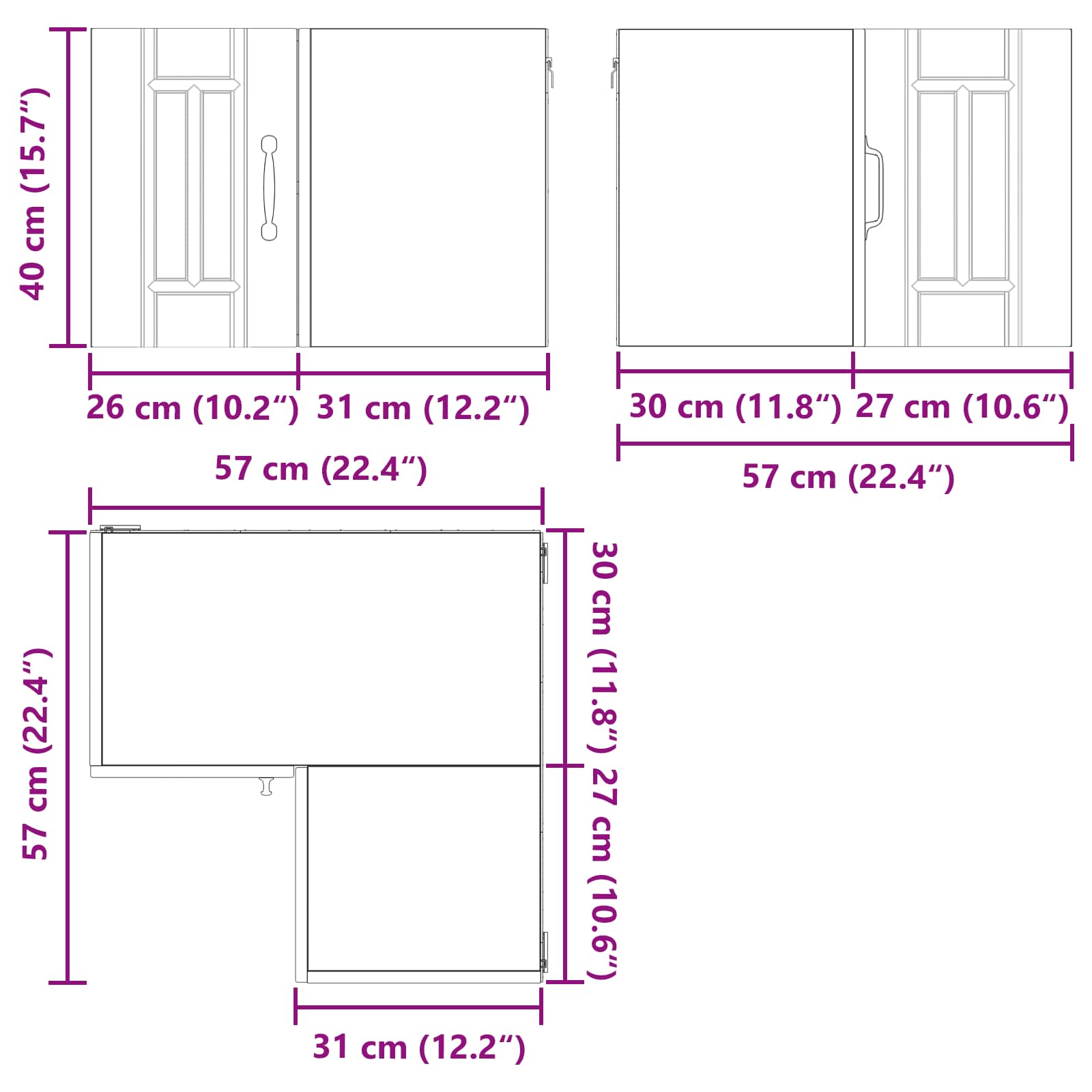vidaXL Wall Corner Cabinet LUCCA Brown Oak 57 x 57 x 40 cm 6