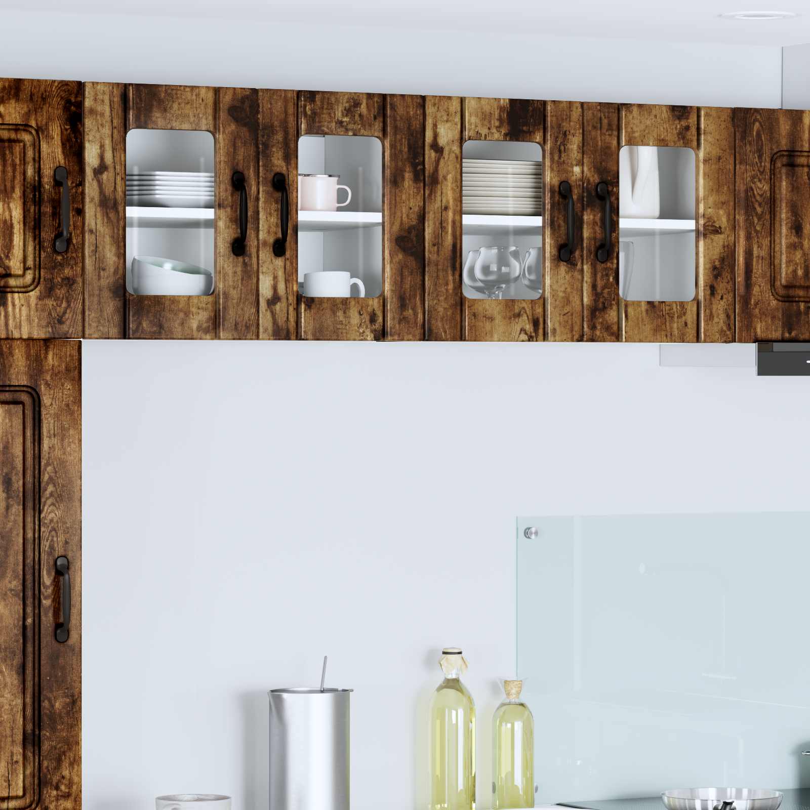 vidaXL Wall Glass Cabinet LUCCA Smoked Oak 60 x 31 x 40 cm 1