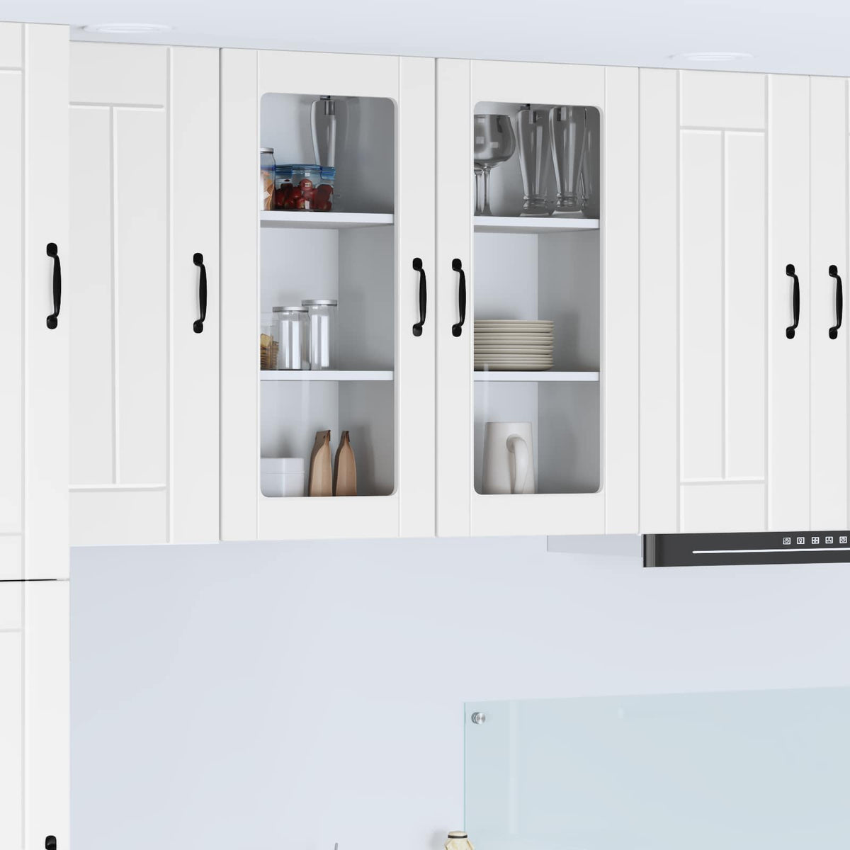 Wall Glass Cabinet LUCCA 2 pcs 40 x 31 x 80 cm White 2x wall glass cabinet (1 door) 40 cm wide 80 cm high
