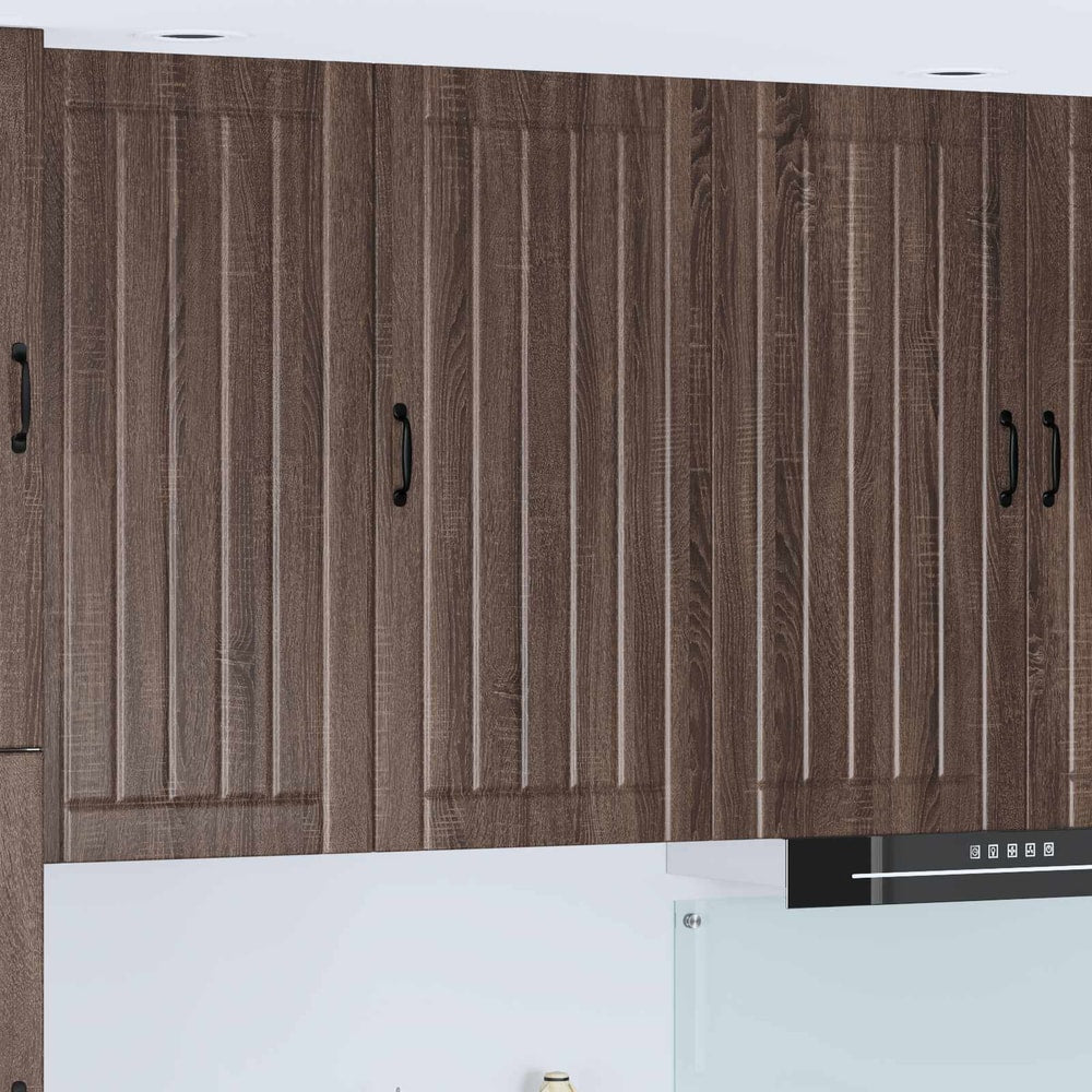 Kitchen Wall Cabinet "Lucca" Engineered Wood Brown Oak 1x wall cabinet (1 door) 50 cm wide 100 cm high