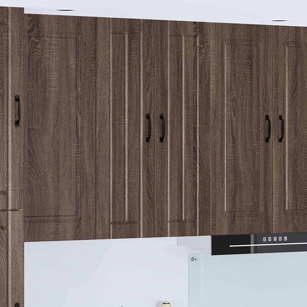 Kitchen Wall Cabinet "Lucca" Engineered Wood Brown Oak 1x wall cabinet (2 doors) 60 cm wide 100 cm high