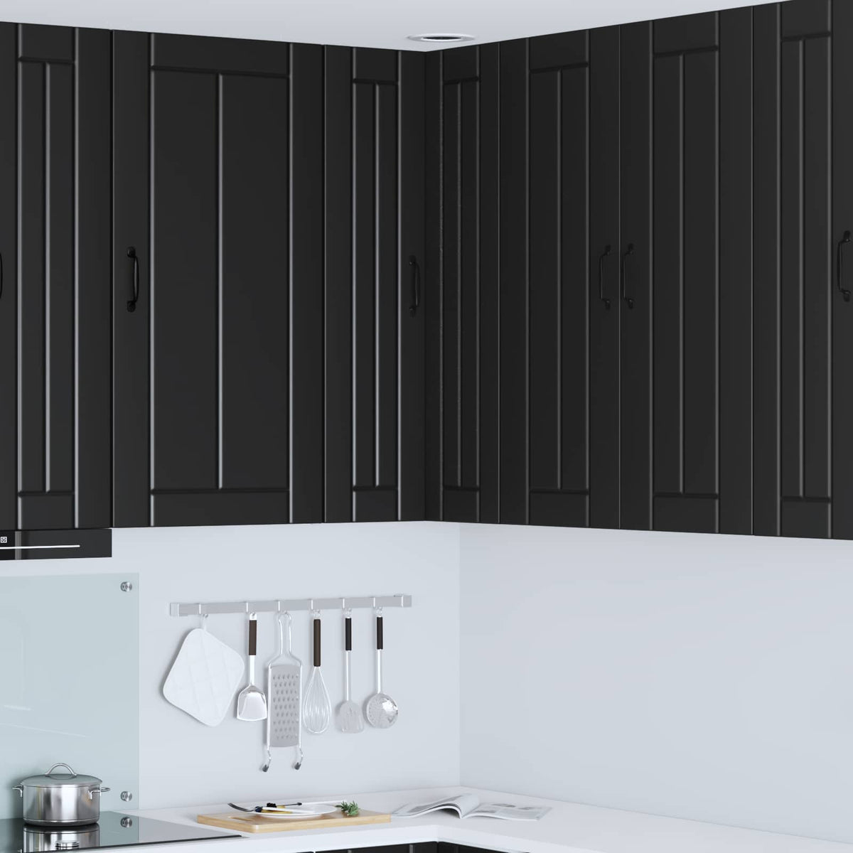 vidaXL Kitchen Wall Cabinet with Glass Door "Lucca" Black