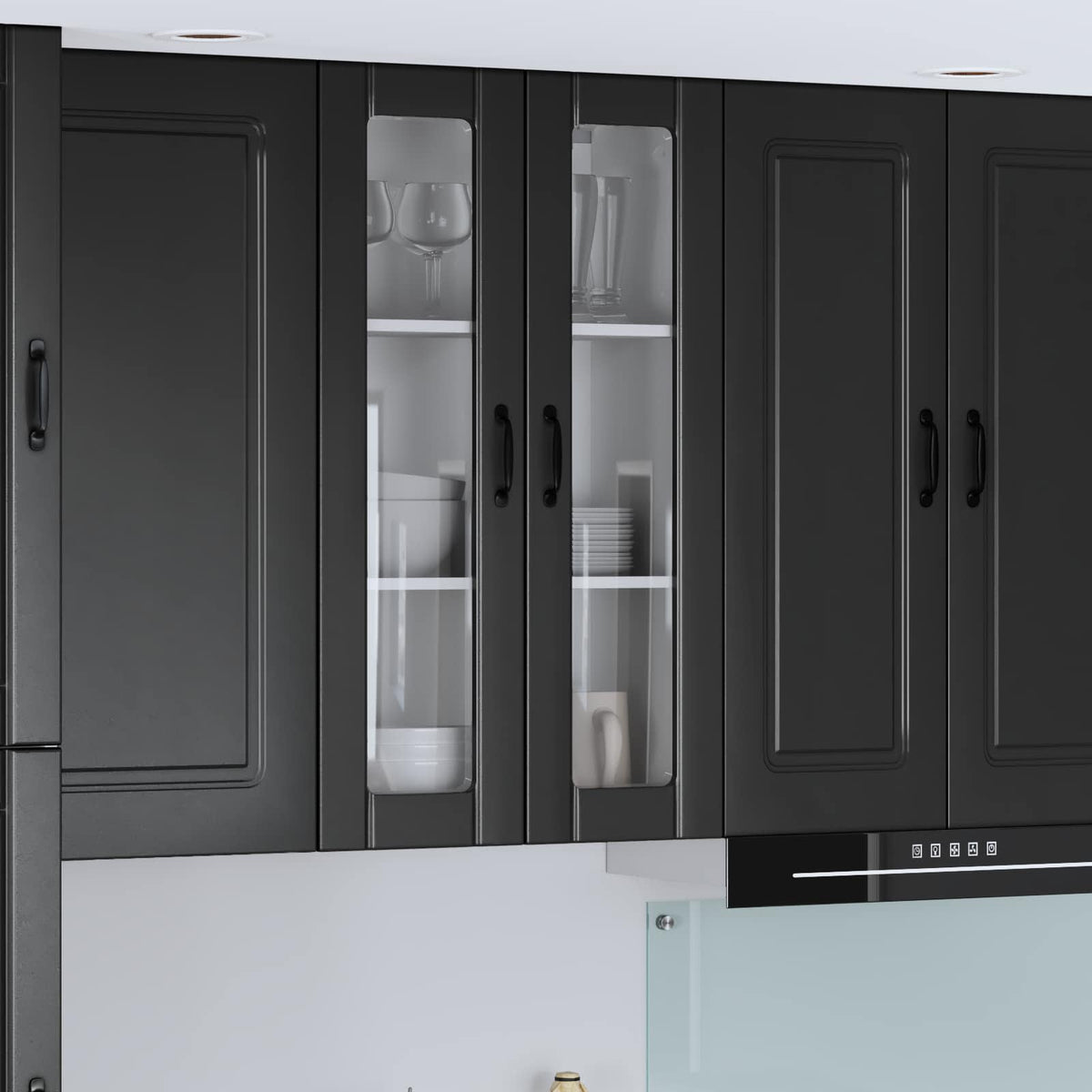 vidaXL Kitchen Wall Cabinet with Glass Door "Lucca" Black