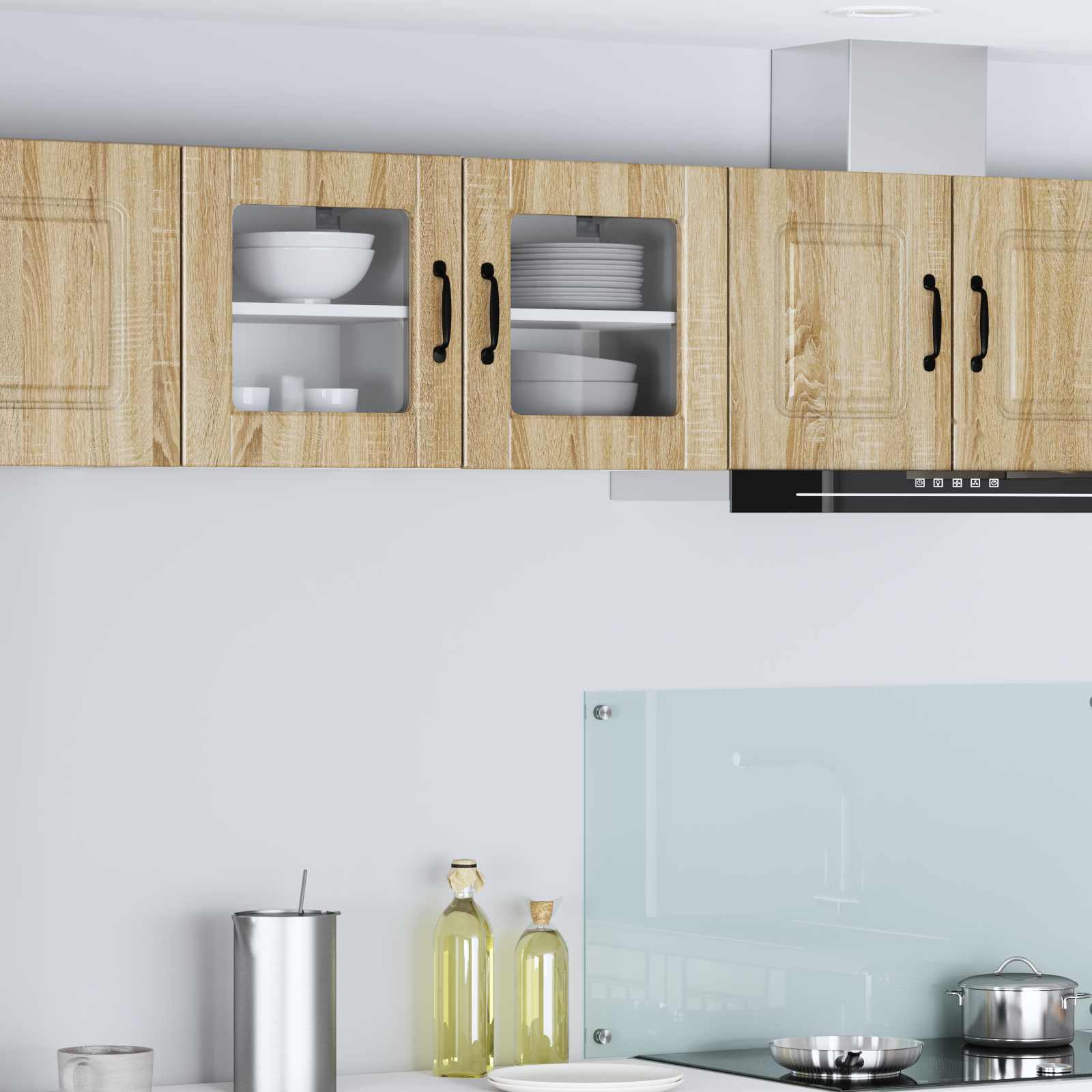 vidaXL Wall Glass Cabinet PORTO Sonoma Oak 40 x 31 x 40 cm 1