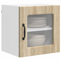 vidaXL Wall Glass Cabinet PORTO Sonoma Oak 40 x 31 x 40 cm 3