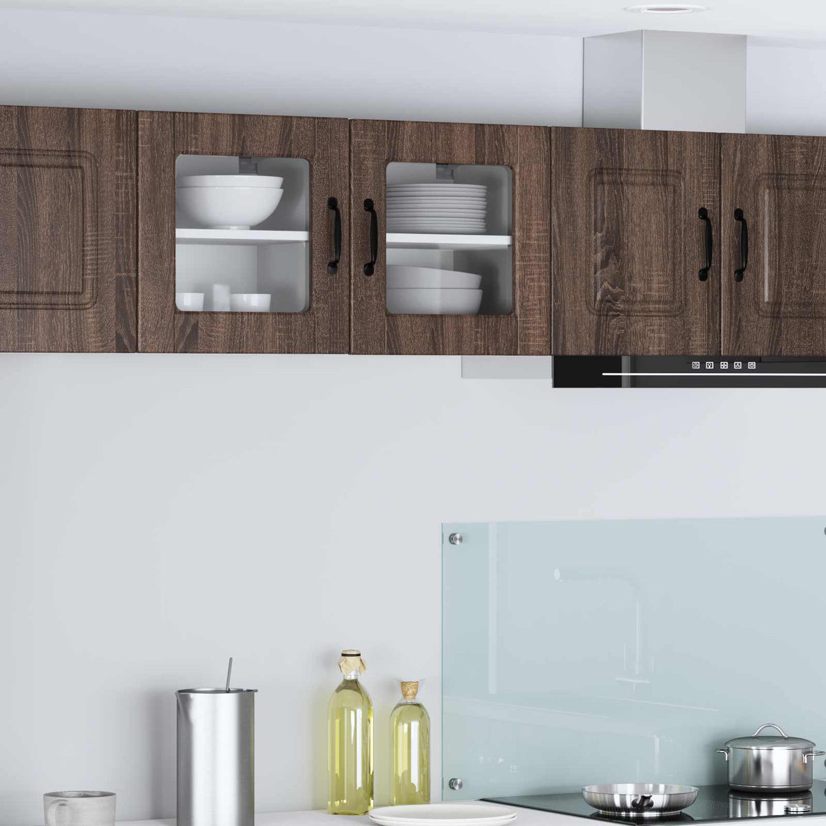 vidaXL Kitchen Wall Cabinet with Glass Door "Porto" Brown Oak
