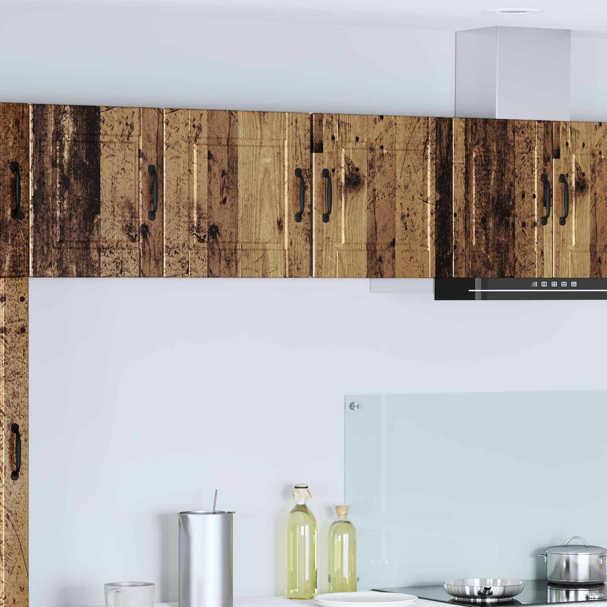 Kitchen Wall Cabinet with Glass Door "Porto" Old Wood 2x wall cabinet (1 door) 40 cm wide 40 cm high