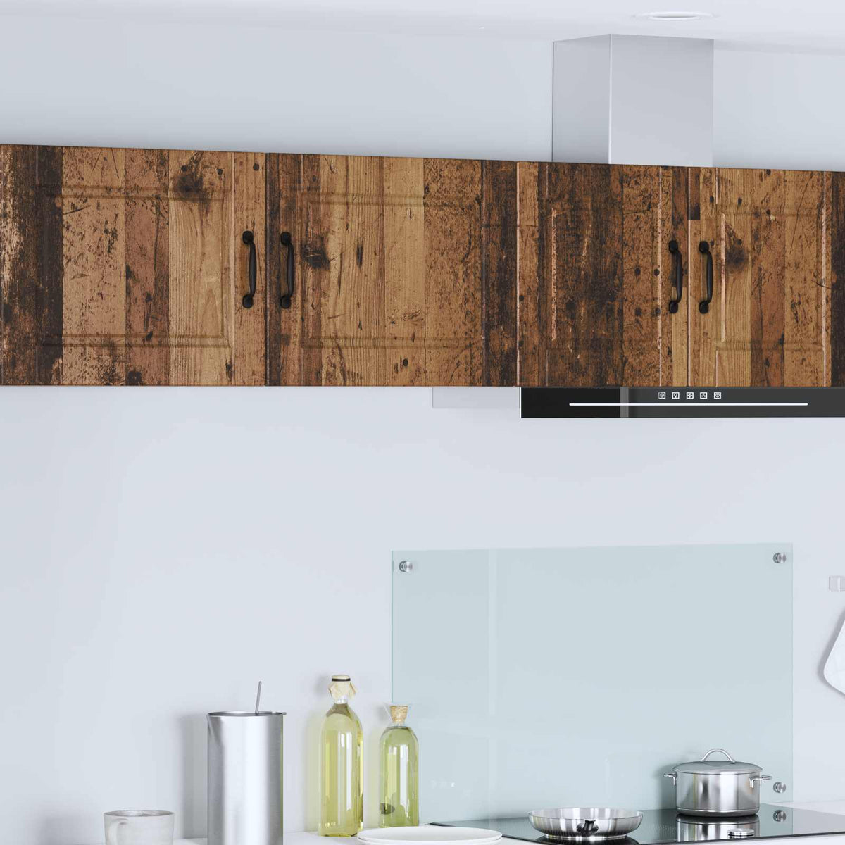 Kitchen Wall Cabinet with Glass Door "Porto" Old Wood 2x wall cabinet (1 door) 50 cm wide 40 cm high