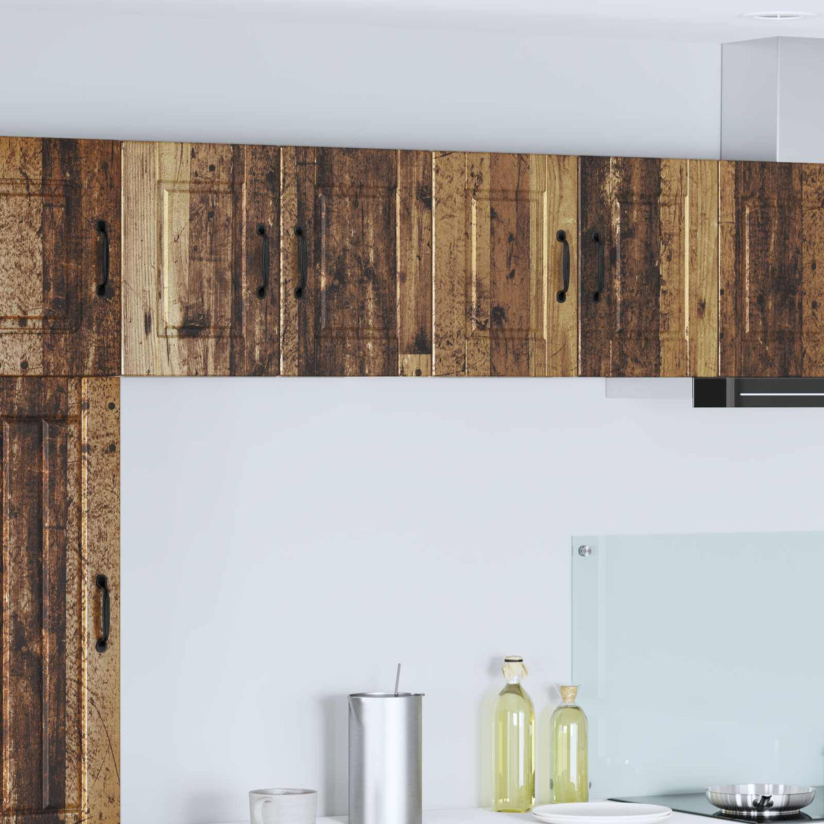 Kitchen Wall Cabinet with Glass Door "Porto" Old Wood 2x wall cabinet (2 doors) 60 cm wide 40 cm high