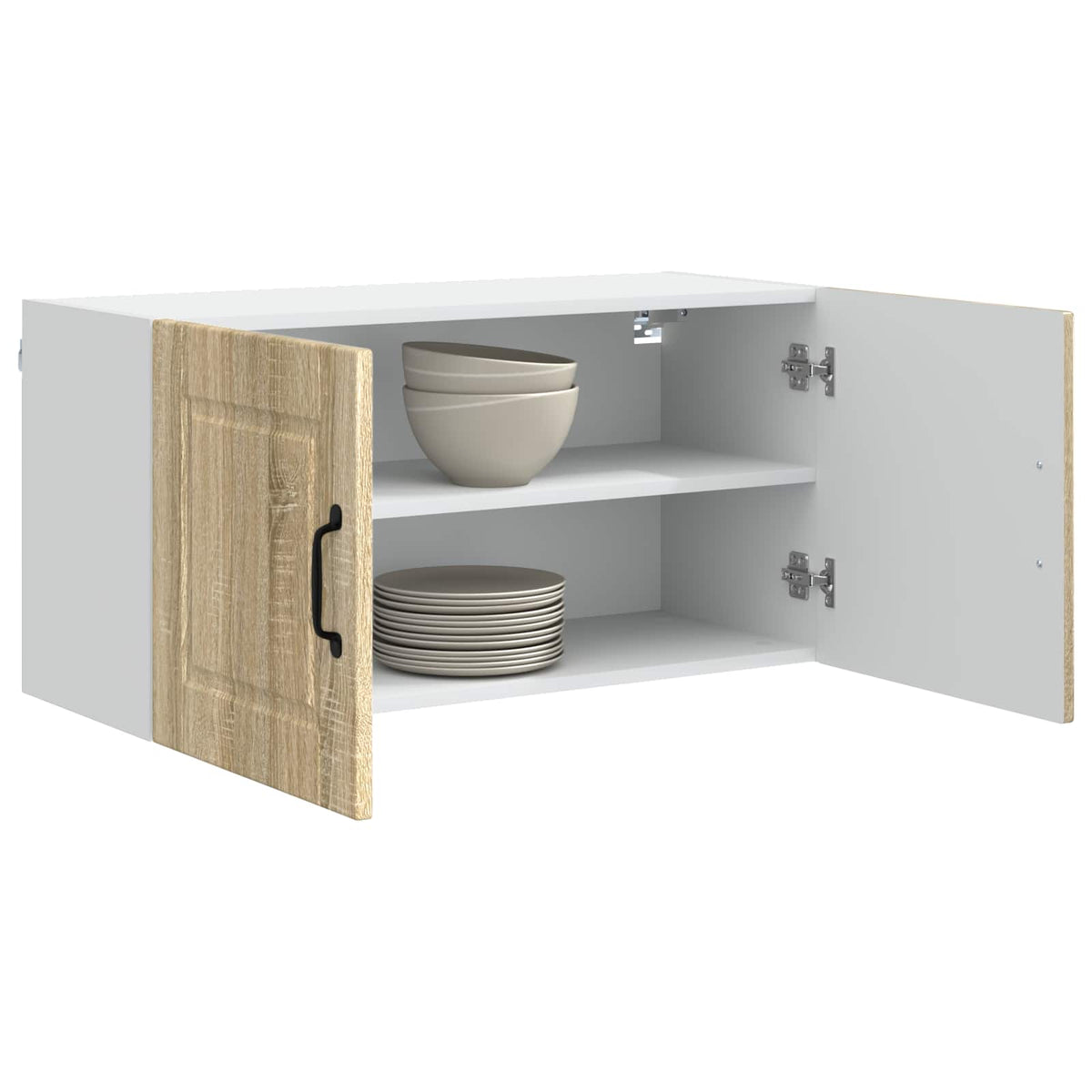 Kitchen Wall Cabinet "Porto" Engineered Wood Sonoma oak 1x wall cabinet (1 door) 40 cm wide 60 cm high–1x wall corner cabinet 57 cm wide 100 cm high 1x wall cabinet (2 doors) 80 cm wide 40 cm high