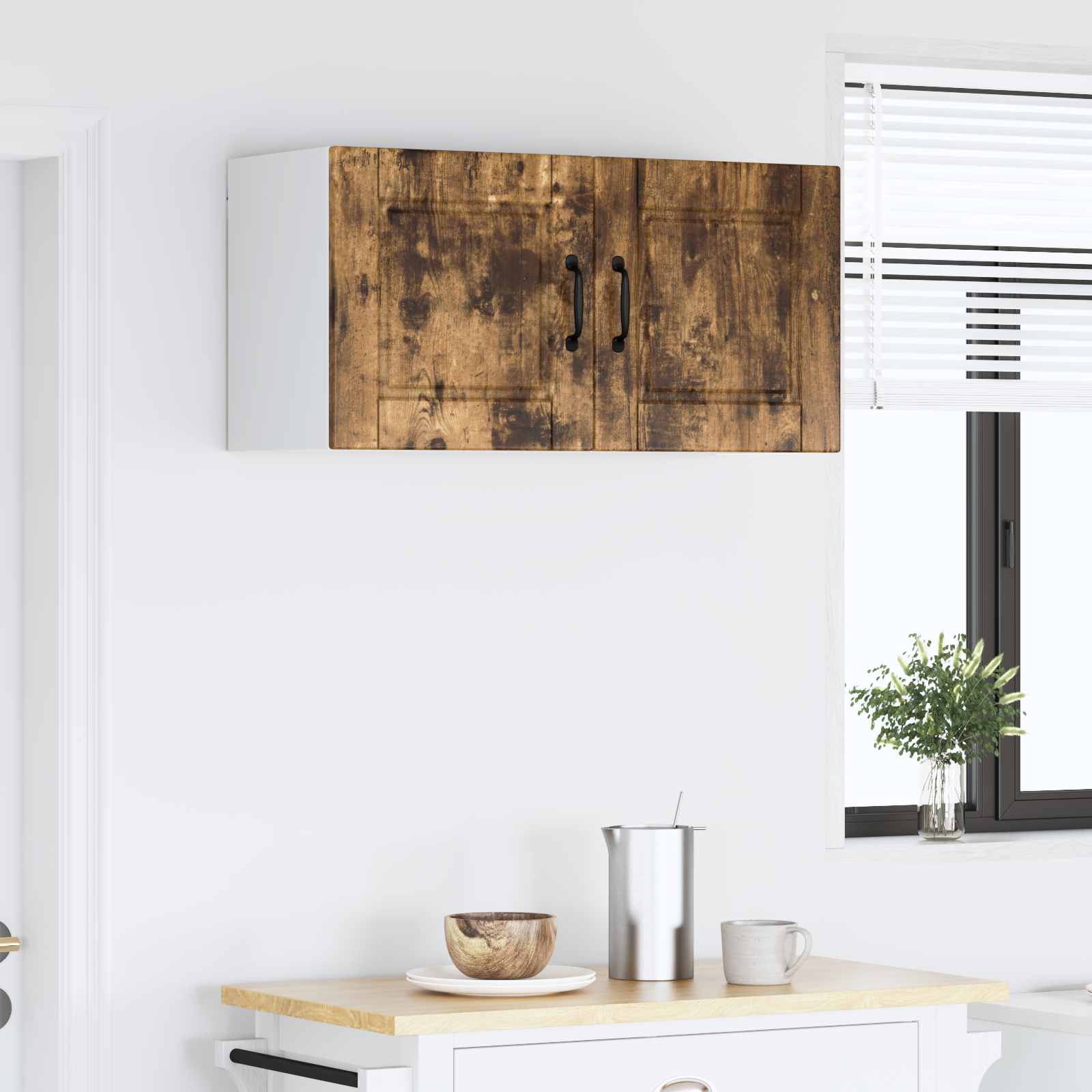 vidaXL Wall Cabinet PORTO Smoked Oak 80 x 31 x 40 cm Engineered Wood 4