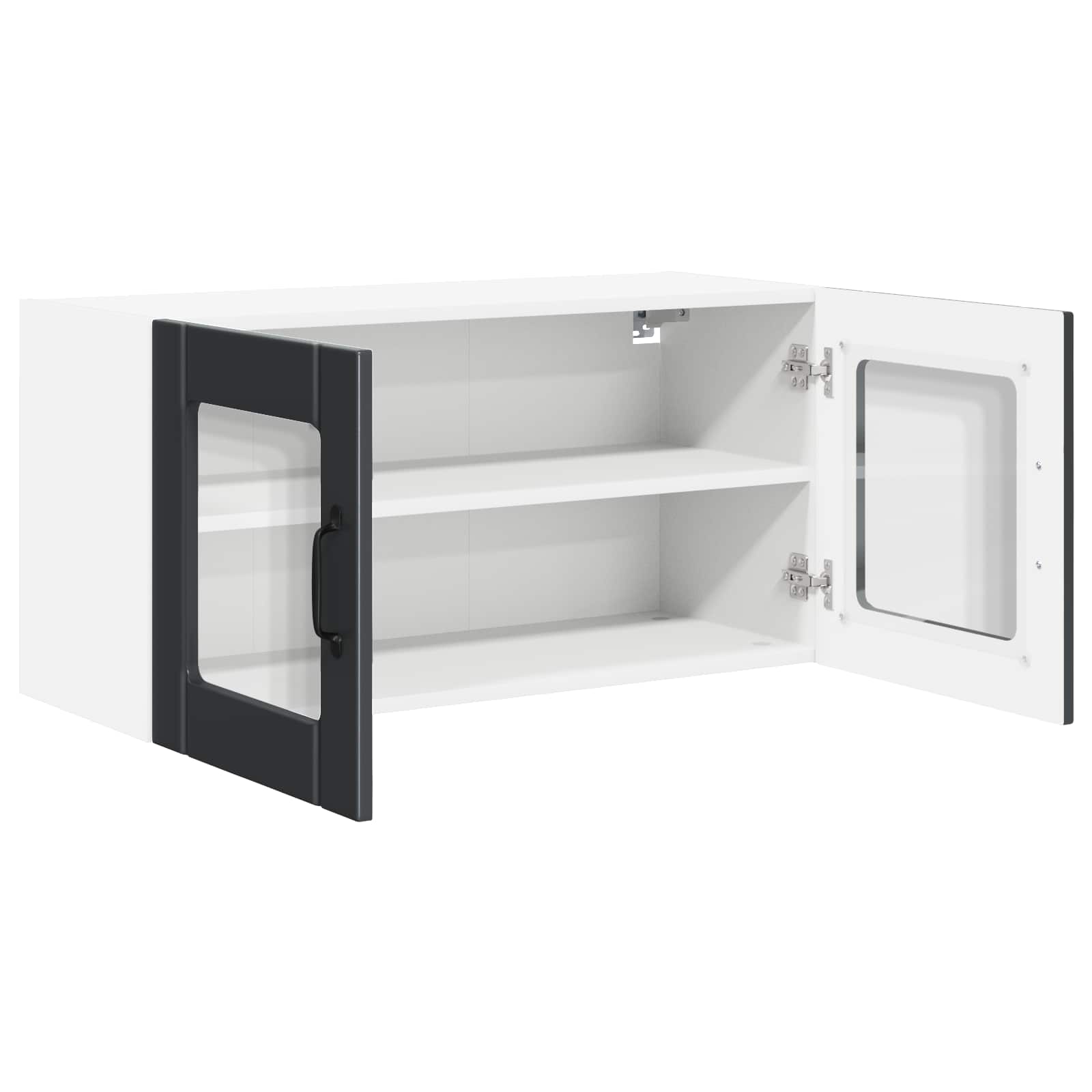 vidaXL Wall Glass Cabinet PORTO Black 80 x 31 x 40 cm Engineered Wood 5