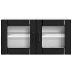 vidaXL Wall Glass Cabinet PORTO Black 80 x 31 x 40 cm Engineered Wood 6