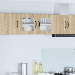 Kitchen Wall Cabinet with Glass Door "Porto" Sonoma oak 1x wall glass cabinet (1 door) 40 cm wide 40 cm high–2x wall glass cabinet (1 door) 40 cm wide 80 cm high 1x wall glass cabinet (2 doors) 80 cm wide 40 cm high