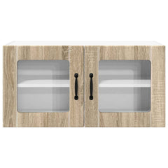 vidaXL Wall Glass Cabinet PORTO Sonoma Oak 80 x 31 x 40 cm 6