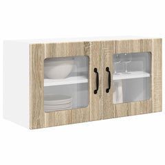 Kitchen Wall Cabinet with Glass Door "Porto" Sonoma oak 1x wall glass cabinet (1 door) 40 cm wide 40 cm high–2x wall glass cabinet (1 door) 40 cm wide 80 cm high 1x wall glass cabinet (2 doors) 80 cm wide 40 cm high