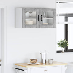 vidaXL Wall Glass Cabinet PORTO Concrete Grey 80 x 31 x 40 cm 4