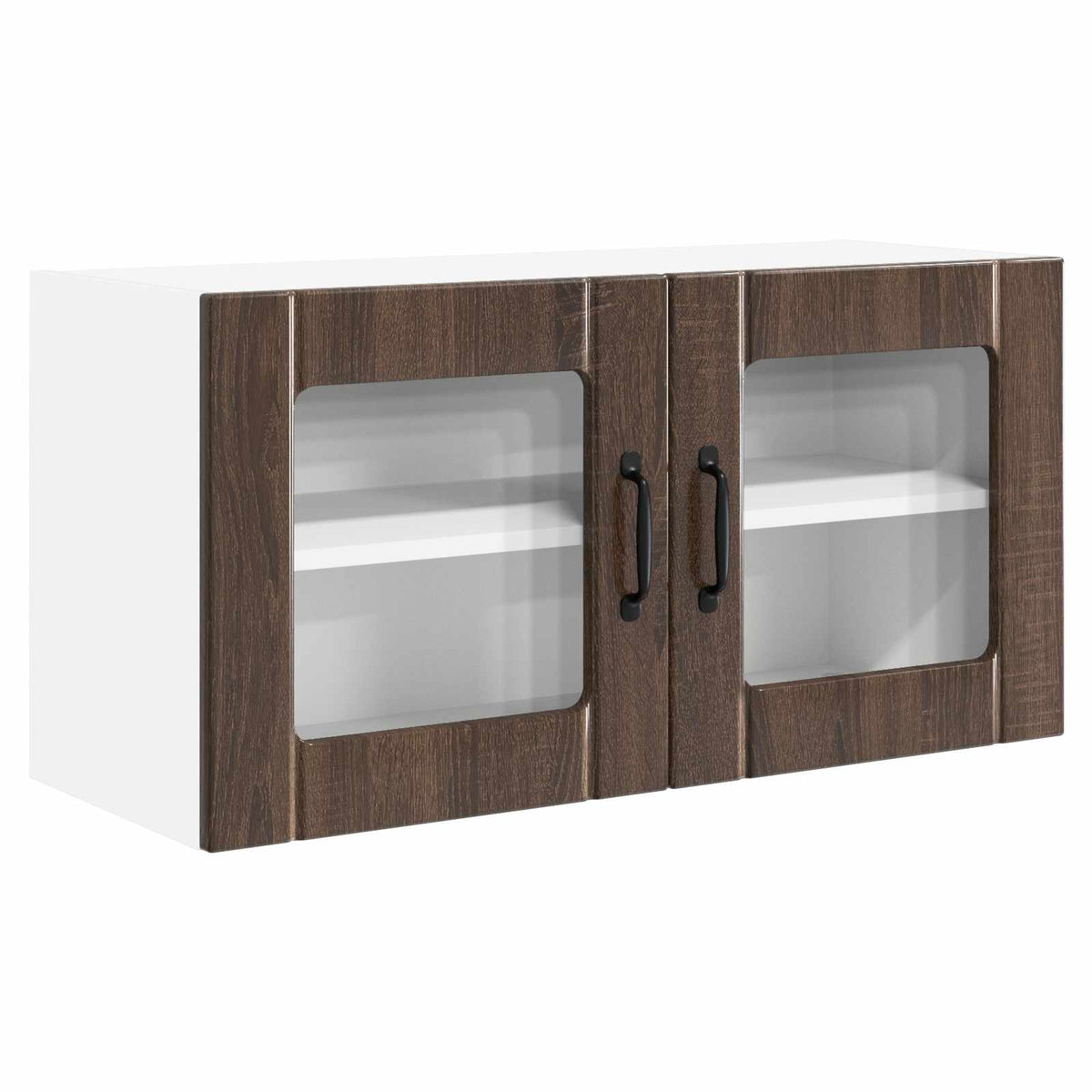 Kitchen Wall Cabinet with Glass Door "Porto" Brown oak 1x wall glass cabinet (1 door) 40 cm wide 40 cm high–2x wall glass cabinet (1 door) 40 cm wide 80 cm high 1x wall glass cabinet (2 doors) 80 cm wide 40 cm high