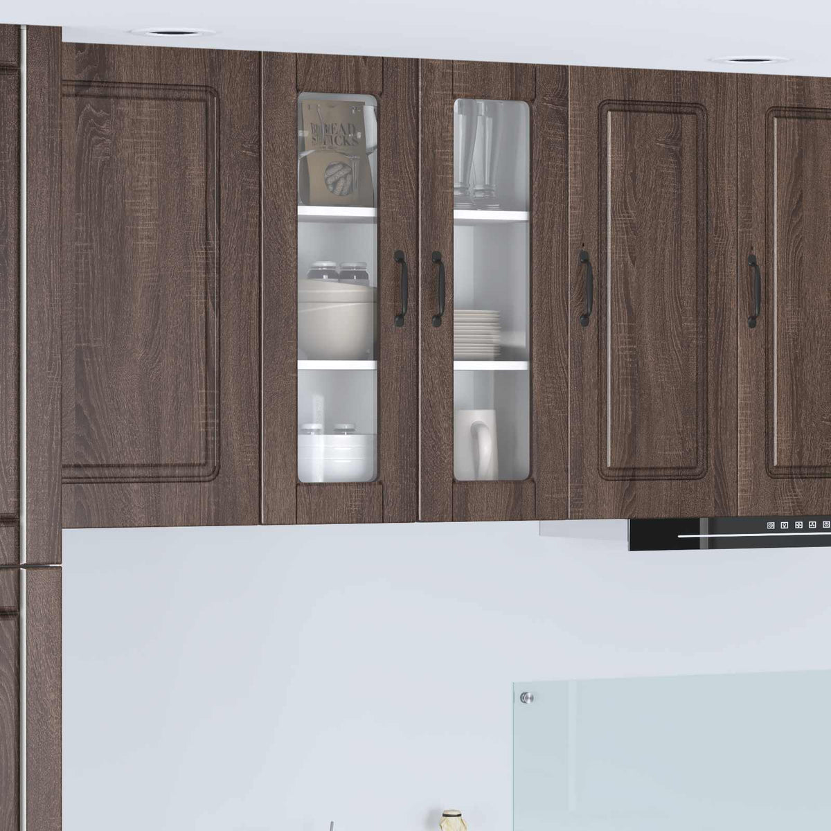 vidaXL Kitchen Wall Cabinet with Glass Door "Porto" Brown Oak