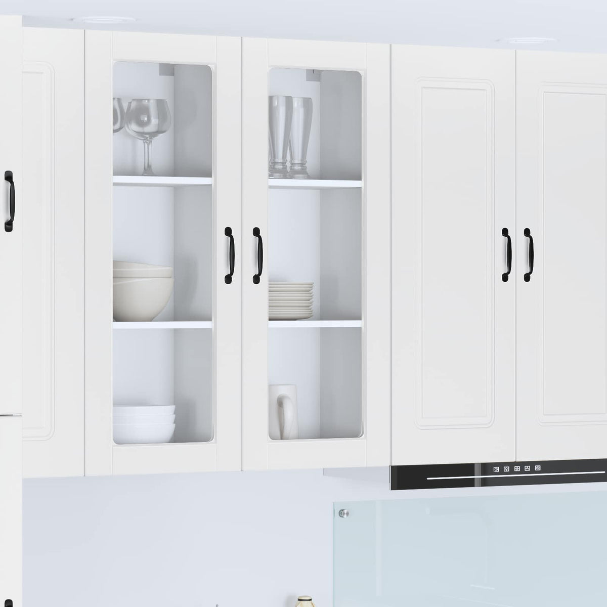 vidaXL Kitchen Wall Cabinet with Glass Door "Porto" White