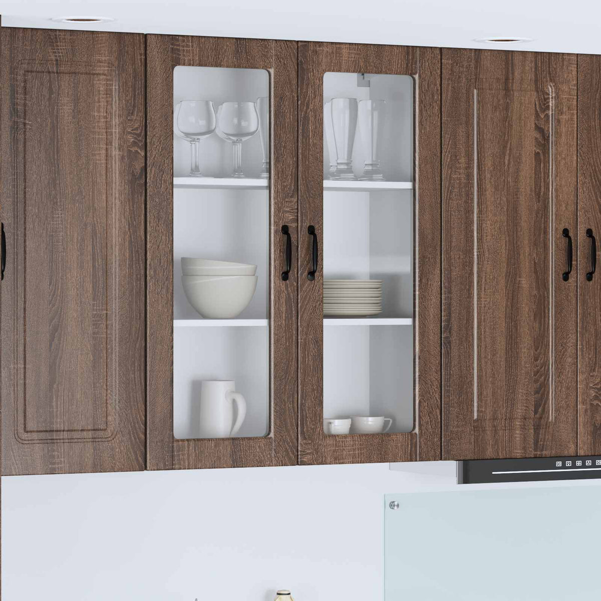 vidaXL Kitchen Wall Cabinet with Glass Door "Porto" Brown Oak