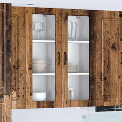 Kitchen Wall Cabinet with Glass Door "Porto" Old Wood 1x wall glass cabinet (2 doors) 80 cm wide 100 cm high