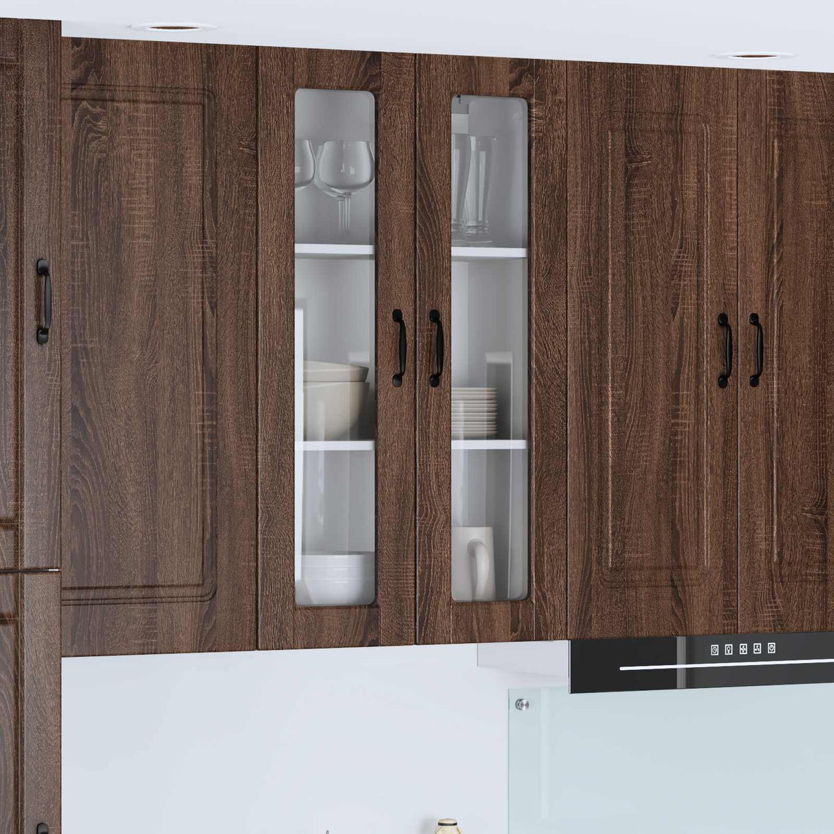 vidaXL Kitchen Wall Cabinet with Glass Door "Porto" Brown Oak