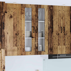 Kitchen Wall Cabinet with Glass Door "Porto" Old Wood 1x wall glass cabinet (2 doors) 60 cm wide 100 cm high