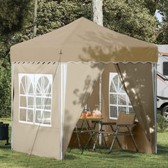 Pop-up Party Tent 195 x 194 x 245 cm Oxford Fabric with 4 Sidewalls Cream