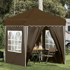 Pop-up Party Tent 195 x 194 x 245 cm Oxford Fabric with 4 Sidewalls Taupe